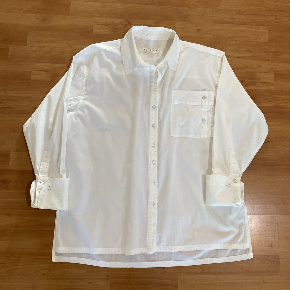 Free People We The Free White Button Down Shirt Oversized White Size Small